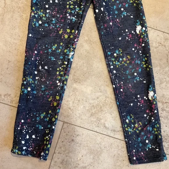Ta-Eam Collection Girls Stretch Pants Blue Paint Splatter Sz M (5) - Picture 6 of 10